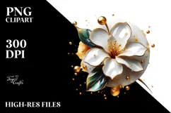 Abstract Gardenia Watercolor Splash PNG Product Image 2