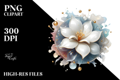 Abstract Gardenia Watercolor Splash PNG Product Image 2