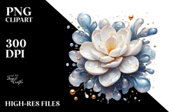 Abstract Gardenia Watercolor Splash PNG Product Image 2