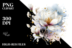 Magnolia with Golden Insertions PNG Product Image 2