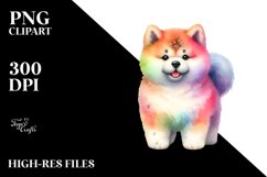 Cute Colorful Akita Sublimation Clipart Product Image 3