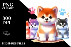 Cute Colorful Akita Sublimation Clipart Product Image 3