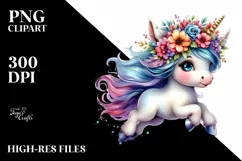 Running Baby Unicorn PNG Product Image 1