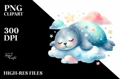 Colorful Small Baby Seal Sleeping Stars | Sublimation | Product Image 3