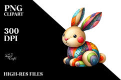 Colorful Bunny Made of Wood with Flowers PNG Product Image 2