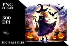 Simple Witch Halloween Scene Clipart Product Image 1