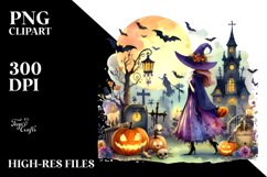 Simple Witch Halloween Scene Clipart Product Image 1