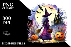 Simple Witch Halloween Scene Clipart Product Image 1