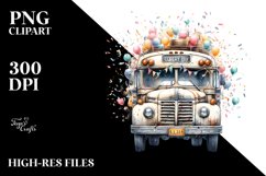 Vintage Dirty Bus with Confetti | Clipart Product Image 3