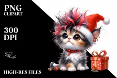 Watercolor Kitten with Crazy Haircut, Transparent PNG Product Image 1