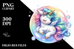 Colorful Baby Unicorn Twirling in a Bubble, Transparent PNG Product Image 3
