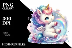 Colorful Baby Unicorn Twirling in a Bubble, Transparent PNG Product Image 3