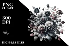 Colorful Black Roses Glossy PNG Product Image 2