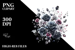 Colorful Black Roses Glossy PNG Product Image 2
