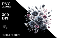 Colorful Black Roses Glossy PNG Product Image 2