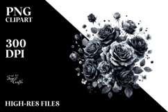 Colorful Black Roses Glossy PNG Product Image 2