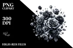 Colorful Black Roses Glossy PNG Product Image 2