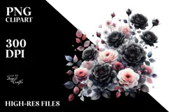 Colorful Black Roses Glossy PNG Product Image 2