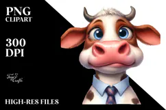 Cute Cow with Tie, Transparent PNG Product Image 2