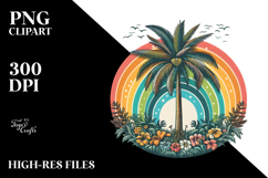Retro Tropical Tree Rainbow PNG Product Image 2