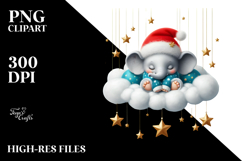 Vibrant Cute Baby Elephant Sleeping on Cloud Product Image 2