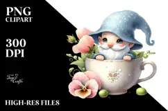 Cute Watercolor GNOME with Big HAT PNG Product Image 2