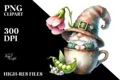 Cute Watercolor GNOME with Big HAT PNG Product Image 2
