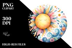 Colorful Pastel Sun Watercolor | Clipart Product Image 3