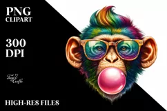 Quirky Monkey Sunglasses Blow Chewing Gum Clipart Product Image 1