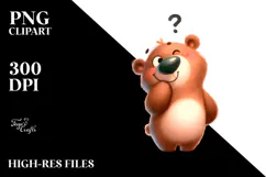 Silly Cartoon Bear Watercolor PNG Product Image 2