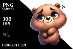 Cute Cartoon Bear with Flower PNG Product Image 2