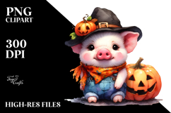 Watercolor Drawing of a Cute Baby Pig | Clipart Product Image 2