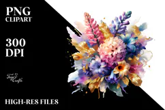Abstract Vibrant Bouquet Gold Foil Product Image 2