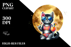 Funky Kitten Wearing Beachwear, Transparent PNG Product Image 2