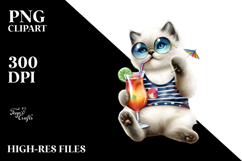 Funky Kitten in Beachwear PNG Product Image 2