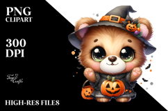 Energetic Baby Bear in Halloween Attire PNG Product Image 2