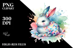 Colorful Pastel Diamond Bunny, PNG Product Image 2