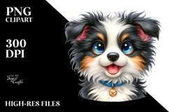 Watercolor Baby Cartoon Border Collie, Transparent PNG Product Image 2