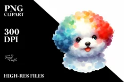 Watercolor Cute Colorful Bichon Frise Clipart Product Image 3