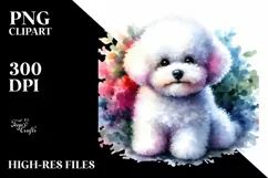 Cute Colorful Bichon Frise Sublimation Clipart Product Image 1