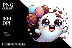 Adorable Ballooning Ghost with Chocolate PNG Product Image 2