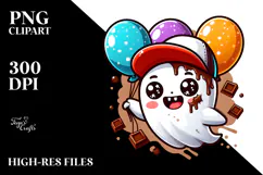 Cute Baby Ghost with Chocolate Face PNG Product Image 2
