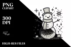 Simple Snowman Glittery Contour PNG Product Image 3