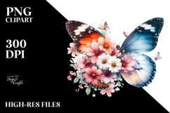 Pretty Butterfly with Flowers PNG Product Image 2