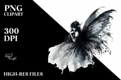 Washed Watercolor Gothic Fairy Clipart Product Image 1