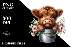 Cute Baby Highland Cow PNG Product Image 3