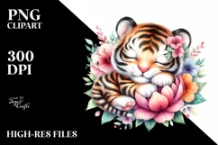 Colorful Baby Tiger Sleeping in Flower | Sublimation | Product Image 1