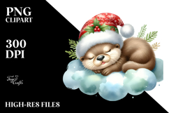 Whimsical Baby Otter Sleeping on Cloud for Christmass Product Image 2