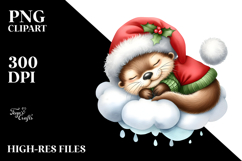 Whimsical Baby Otter Sleeping on Cloud for Christmass Product Image 2