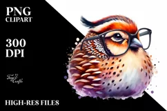 Quail es Watercolor Sticker Clipart Product Image 1
